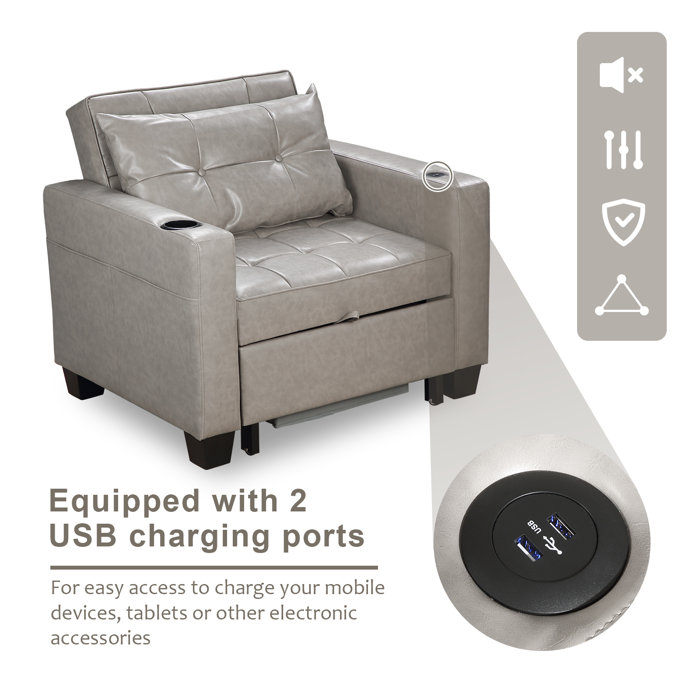 Latitude Run® Apsley 39 Inch 3In3 Convertible Chair Bed Pull Out